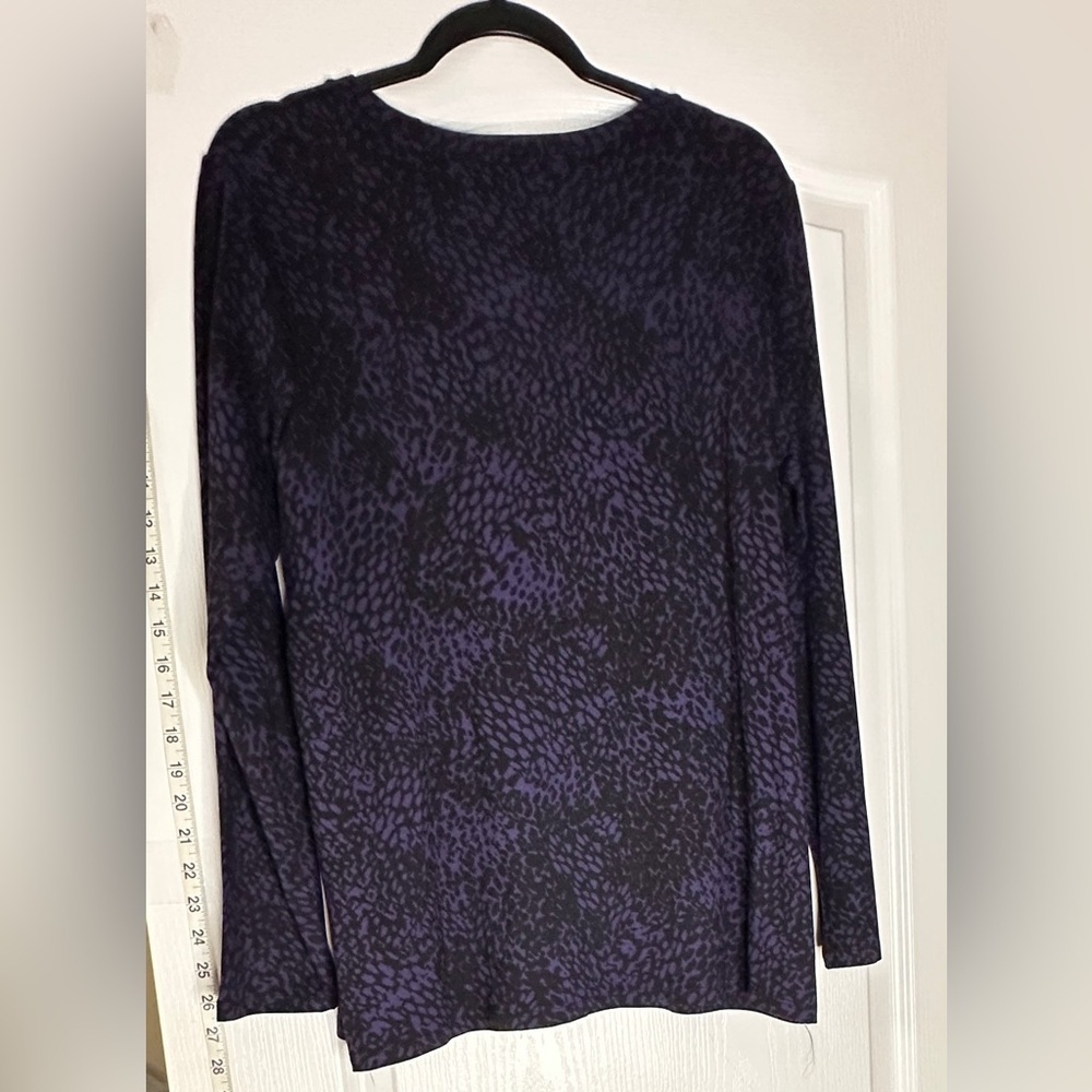 Chico's Black and Purple Long Sleeve Top, Size 2, L/12 - Picture 3 of 5